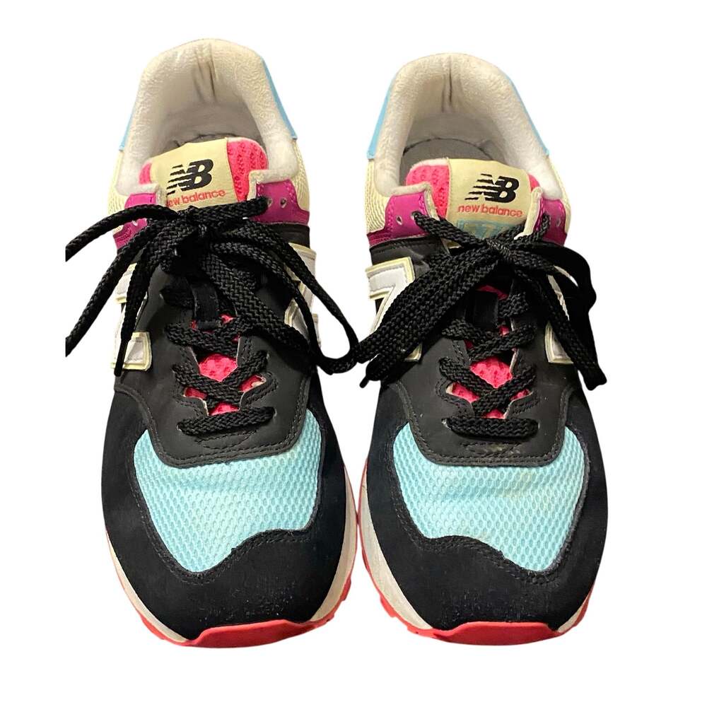 New Balance 574 Sneakers Women’s 10 Black Aqua Pink Colorblock Retro WL574GP2